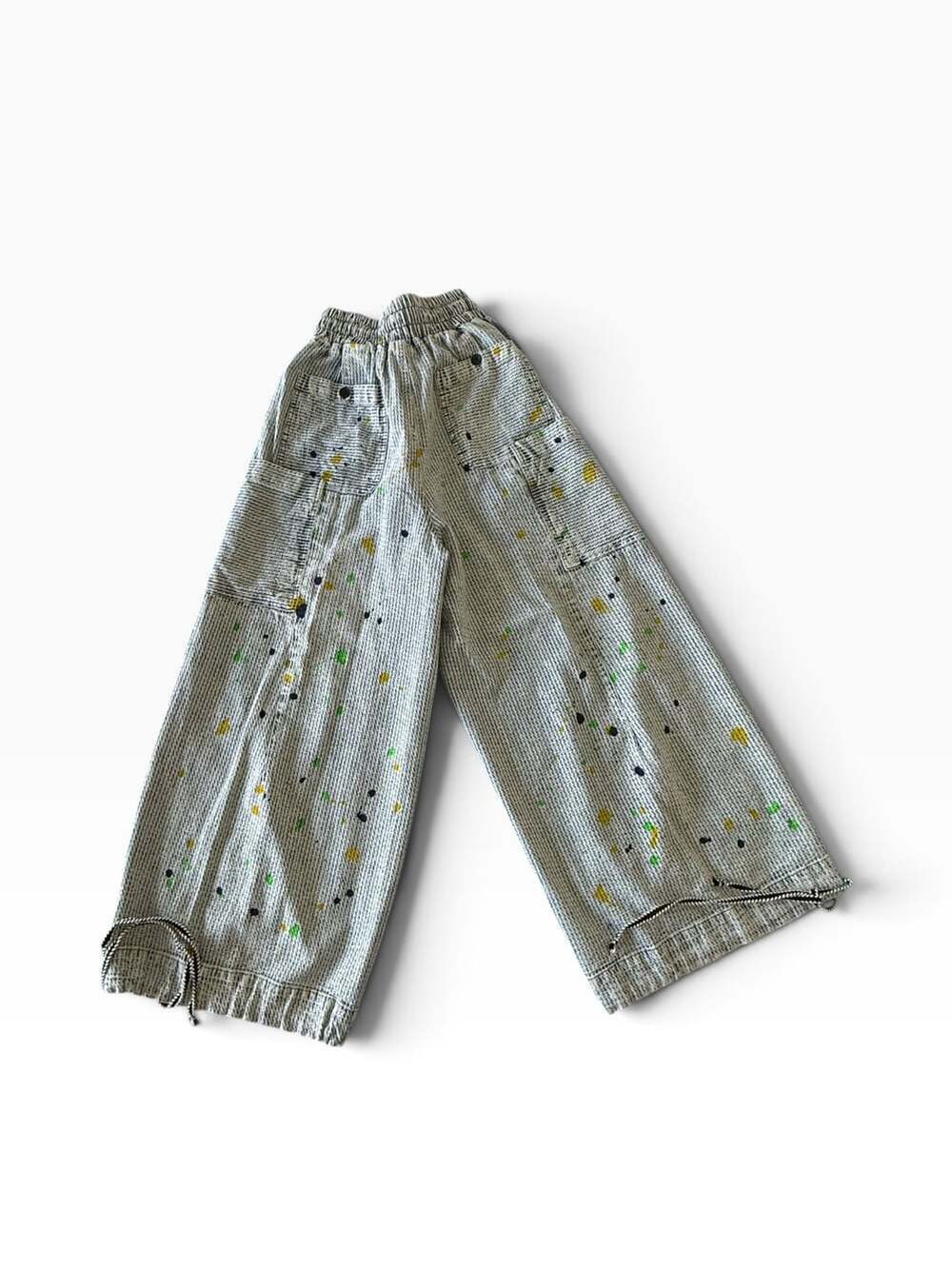 Oli & Hali Cargo Pants Size S Striped Paint Splatter Wide Leg - Picture 3 of 5